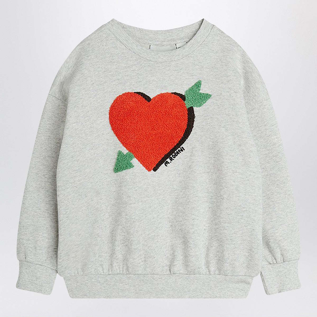 Mini Rodini Gray sweatshirt with heart and arrow in velour
