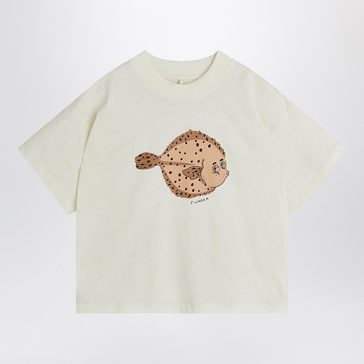 Mini Rodini white T-shirt with Flundra print