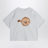 Mini Rodini light grey T-shirt with Flundra print