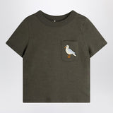 Mini Rodini faded black T-shirt with seagull embroidery