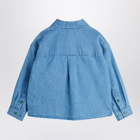 Mini Rodini Light blue denim shirt with musical notes