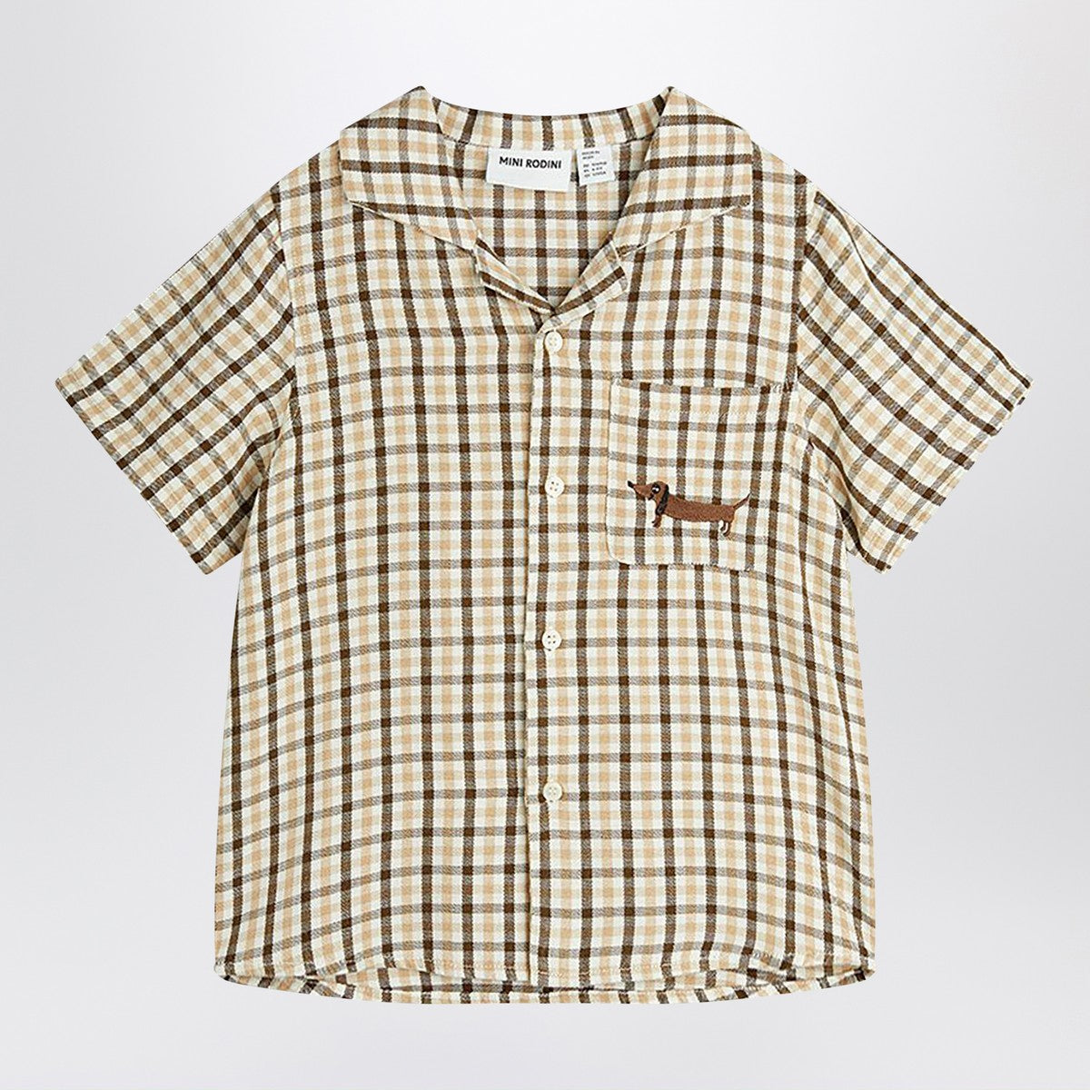 Mini Rodini Beige shirt with a checkered pattern