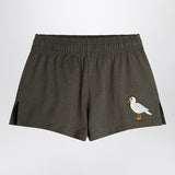 Mini Rodini Washed black shorts with seagull embroidery