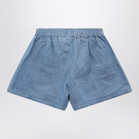 Mini Rodini Light blue denim shorts with musical notes