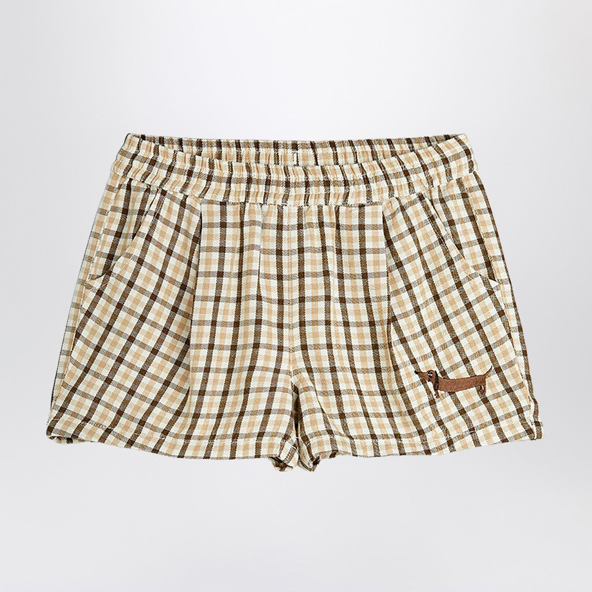 Mini Rodini Beige shorts with check pattern