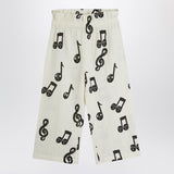 Mini Rodini Wide white trousers with musical notes