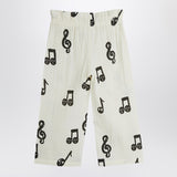 Mini Rodini Wide white trousers with musical notes