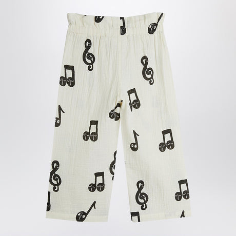 Mini Rodini Wide white trousers with musical notes