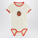 Mini Rodini Ivory/red bodysuit with ladybug