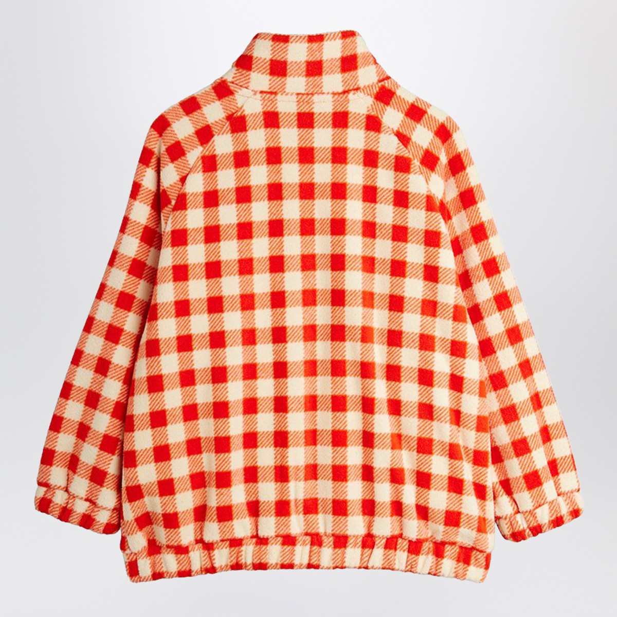Mini Rodini Red check fleece zip-up jacket