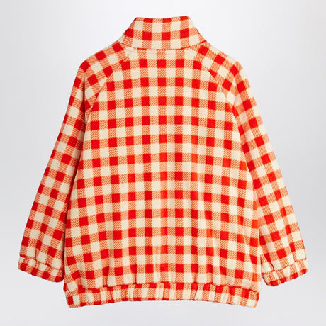 Mini Rodini Red check fleece zip-up jacket