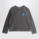 Mini Rodini Grey velvet crew-neck sweater