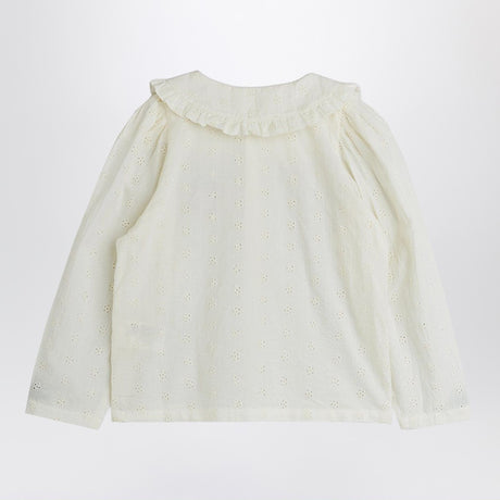Mini Rodini White Schiffli blouse with embroidered strawberry