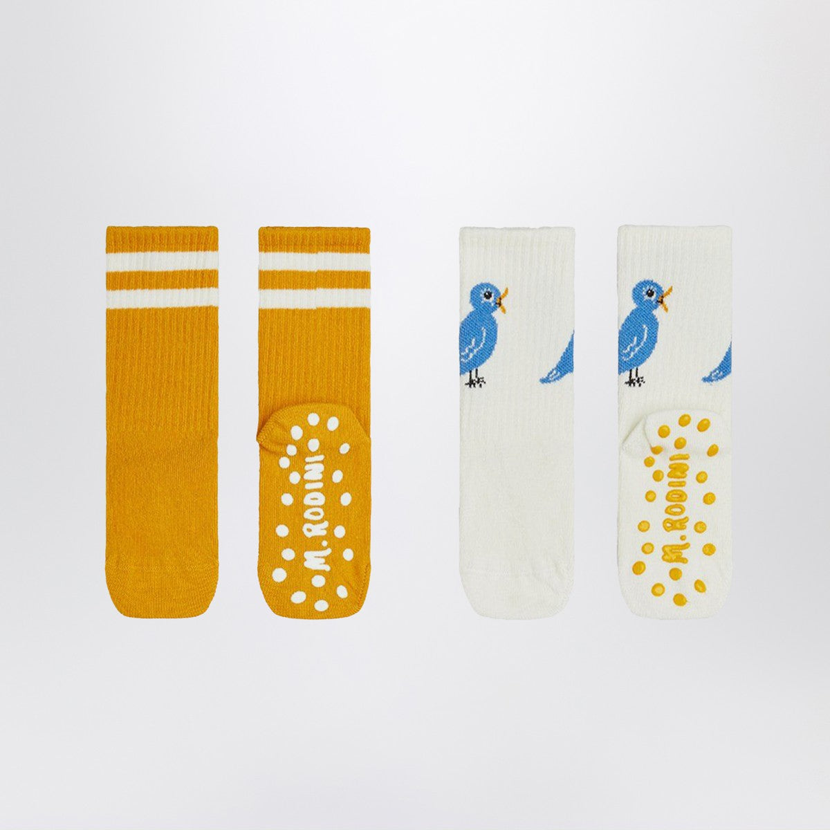 Mini Rodini Two pairs of anti-slip socks with bird motif