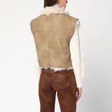 ISABEL MARANT Étoile Taupe vest with shearling-effect lining