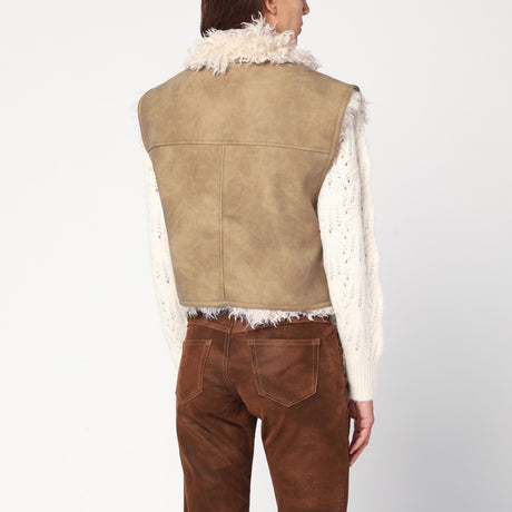 ISABEL MARANT Étoile Taupe vest with shearling-effect lining