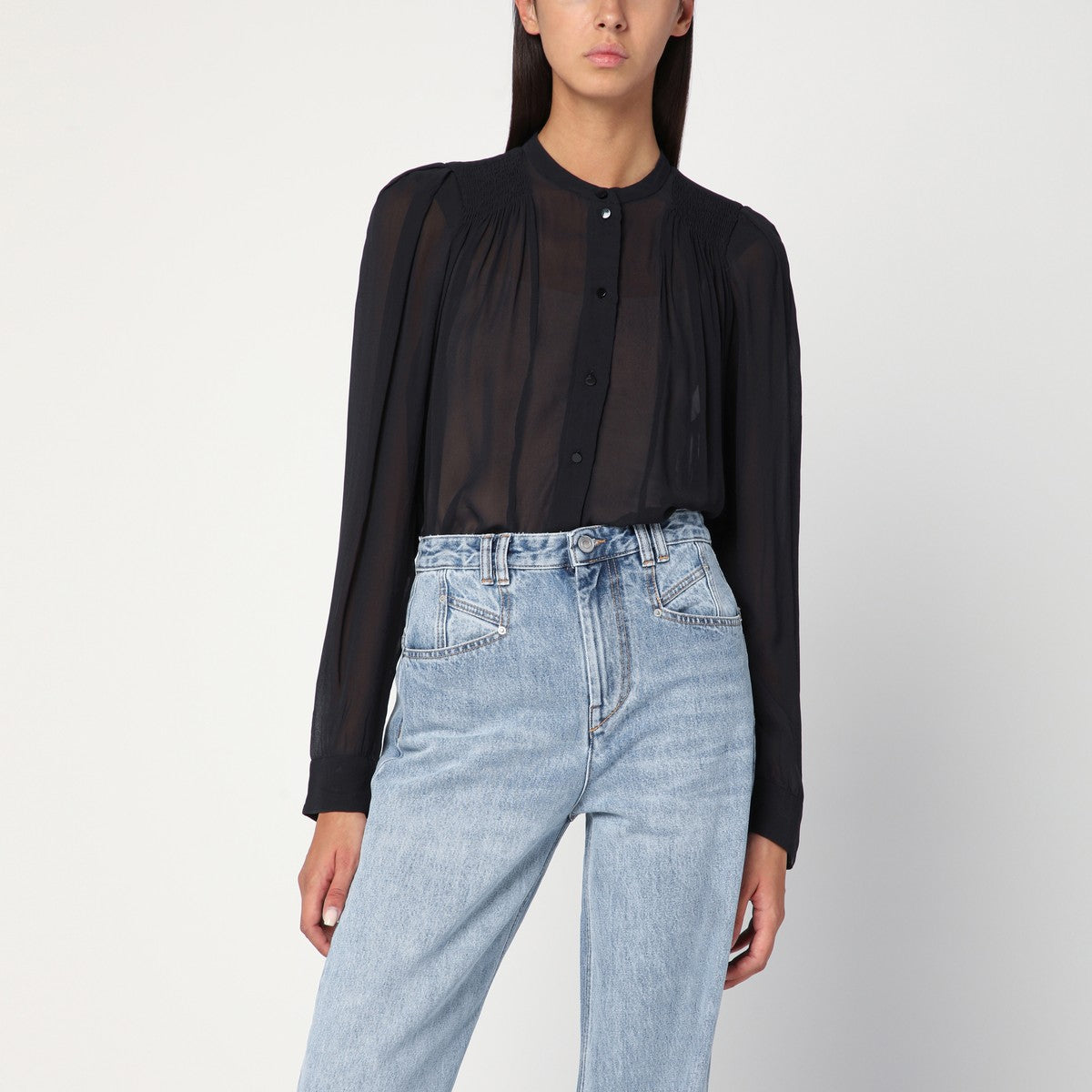 ISABEL MARANT Étoile Black Noeline blouse in viscose crêpe