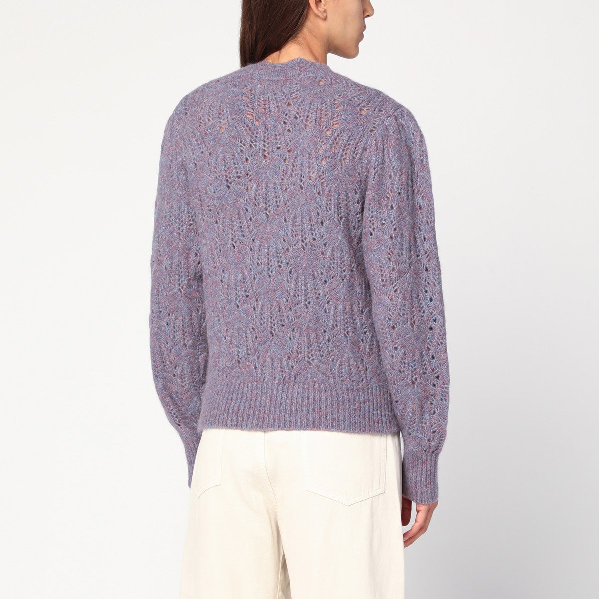ISABEL MARANT Étoile Blue-violet openwork alpaca-blend sweater