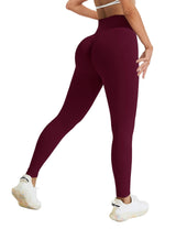 Yoga Pants - Cropped High-waisted Seamless Solid Color Cherries