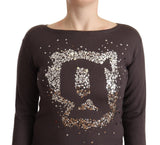 John Galliano Brown Wool Sequined Long Sleeves Pullover Sweater