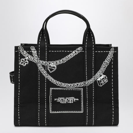 Marc Jacobs The Small Tote Bag nera in canvas with designs