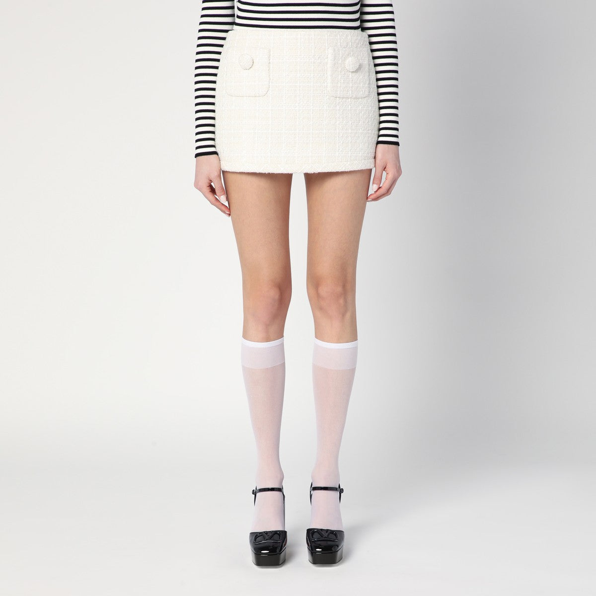 Marc Jacobs Ivory textured tweed mini skirt