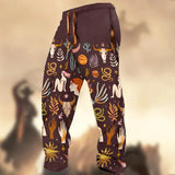 Technology Printing Trousers Elastic Closed Rope Straight-leg Trousers