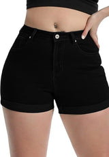 Hip Lifting Elastic Frayed Edge Denim Shorts Retro Tik Tok Popular Shorts Body Shaper With Pockets, Trendy Pattern Design High Waist Forbidden Platform - Temu