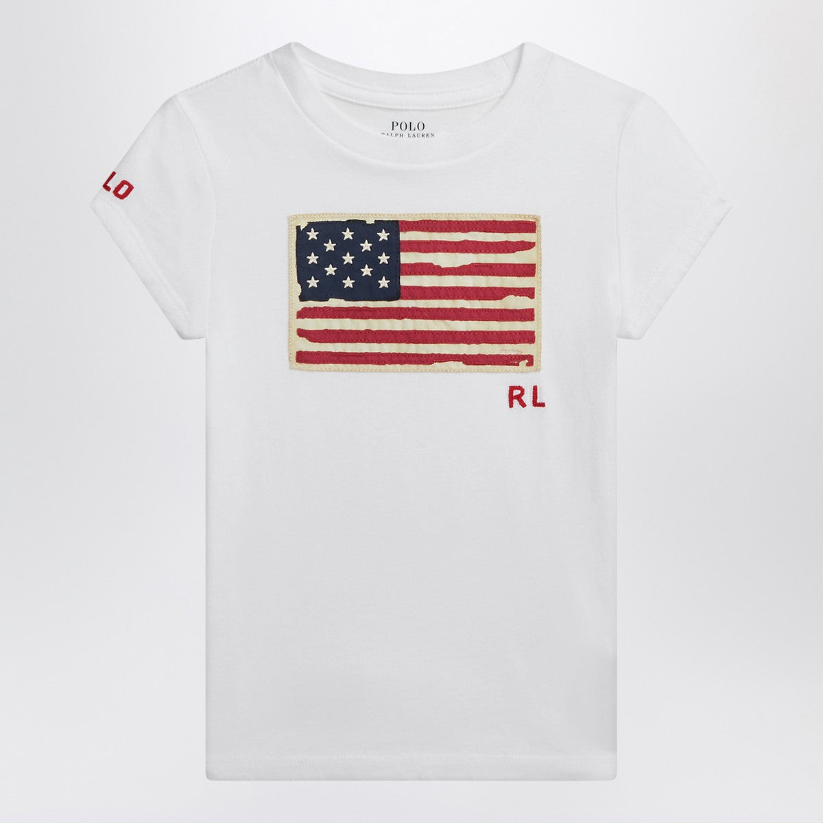 Polo Ralph Lauren white jersey T-shirt with flag