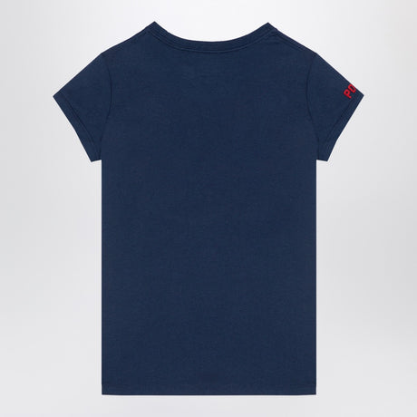 Polo Ralph Lauren Blue navy cotton crew-neck T-shirt with flag patch
