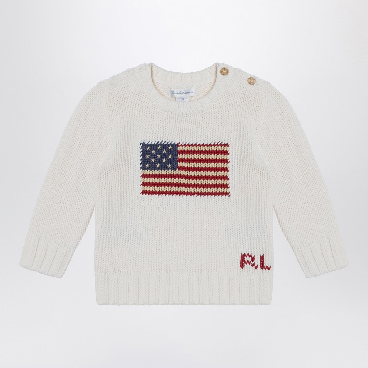 Polo Ralph Lauren White cotton jumper with flag inlay