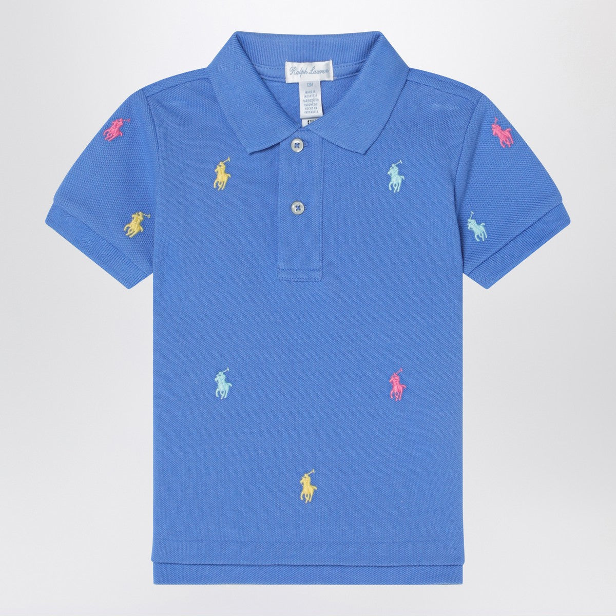 Polo Ralph Lauren Light blue polo shirt with colourful logo embroidery