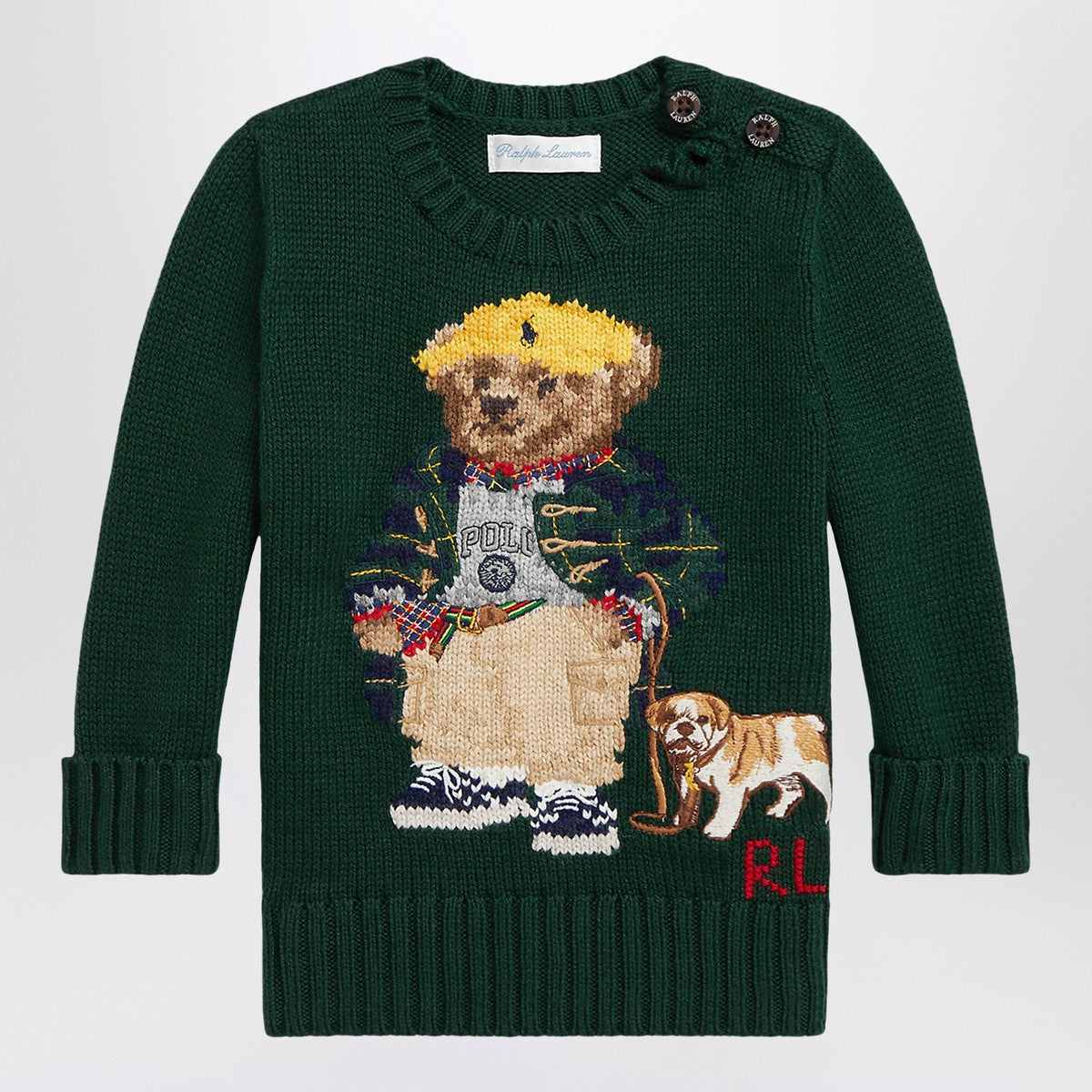 Polo Ralph Lauren Moss green cotton Polo Bear sweater