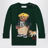 Polo Ralph Lauren Moss green cotton Polo Bear sweater