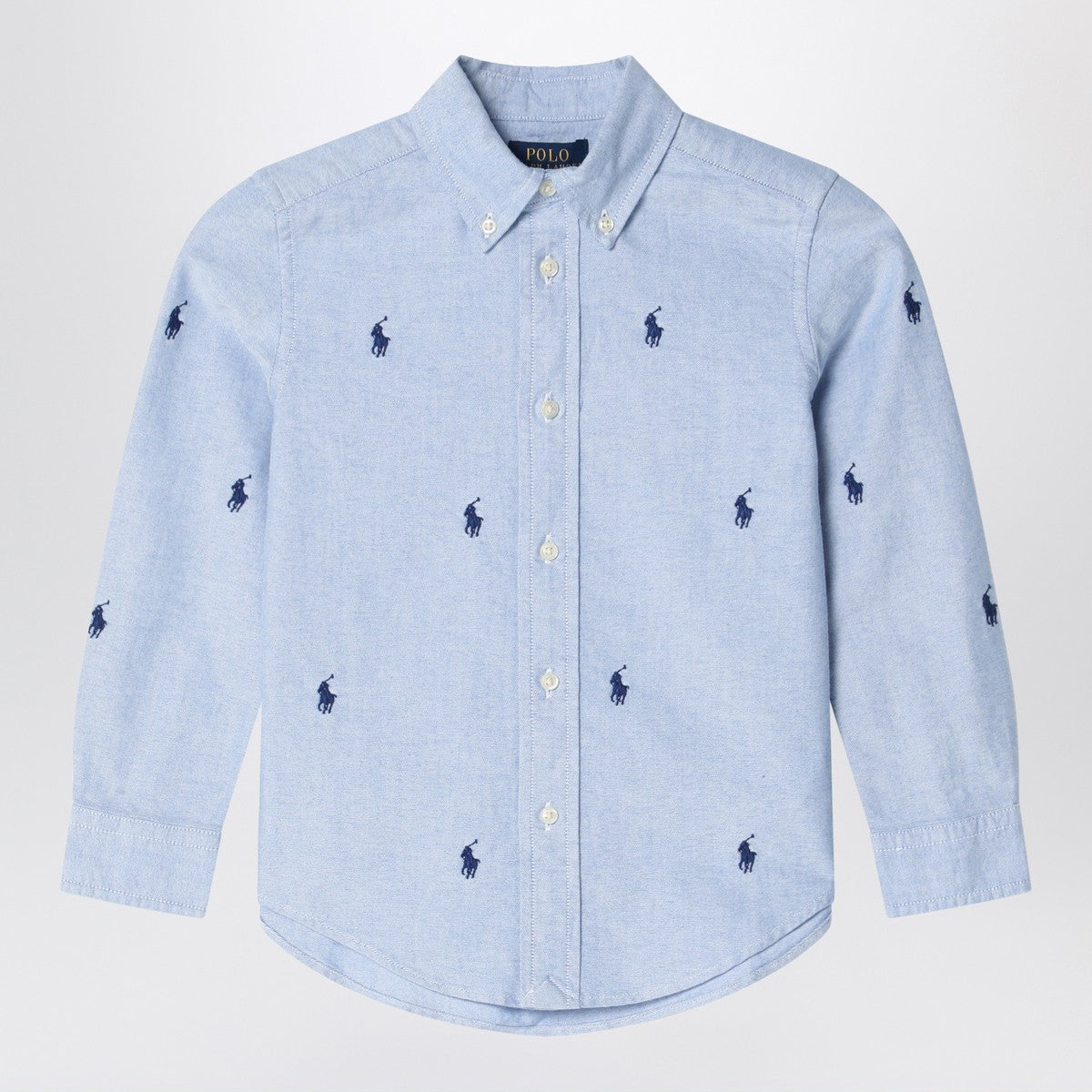 Polo Ralph Lauren Light blue button-down shirt with logos