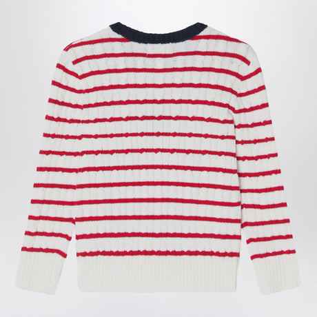Polo Ralph Lauren White/red striped cable-knit jumper