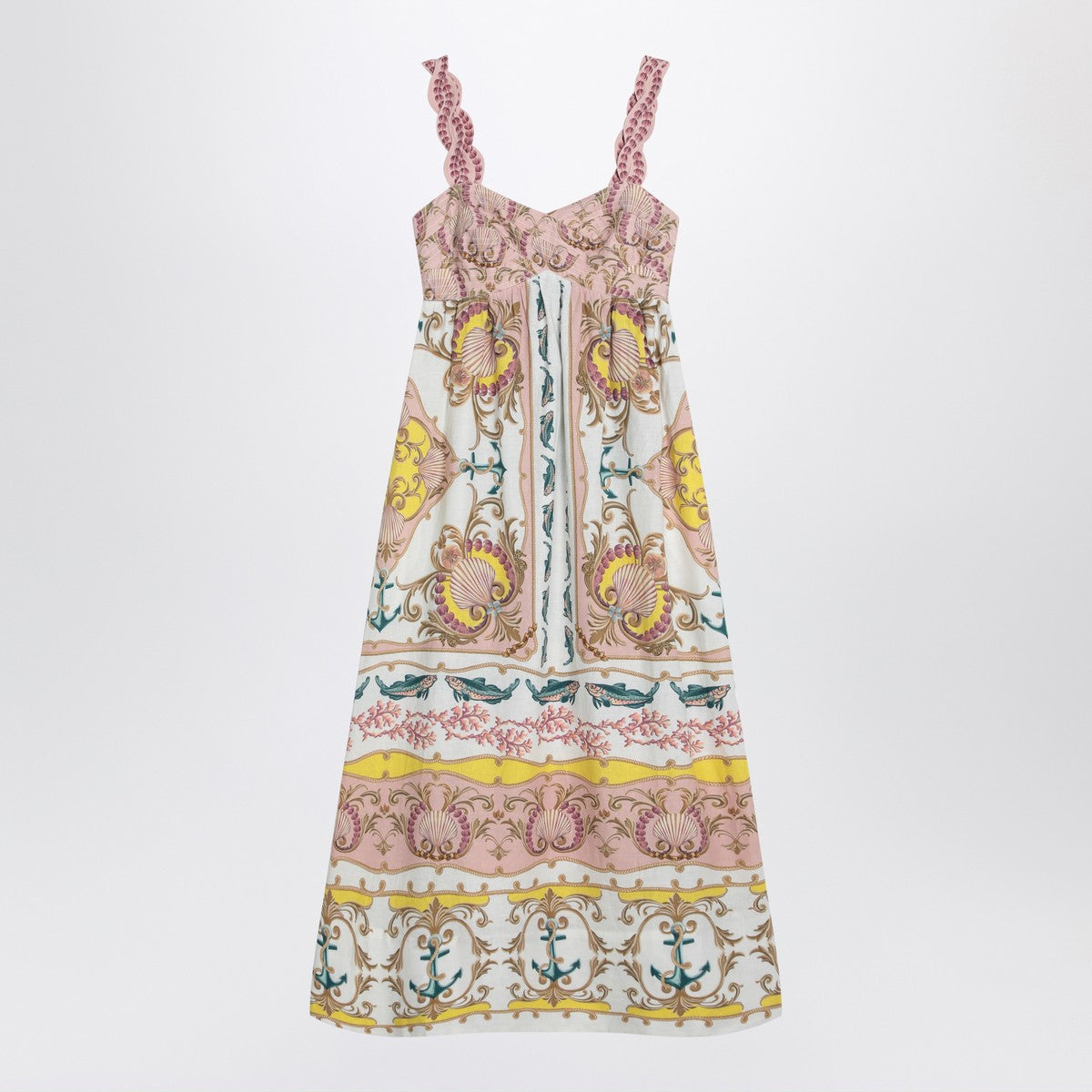 FARM Rio Linen-blend dress with nautical print