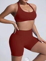 Women's Yoga Workout Set  Sports Bra High-Waist Shorts  Quick-Dry  Breathable