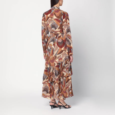 FARM Rio Long dress with cream-colored print