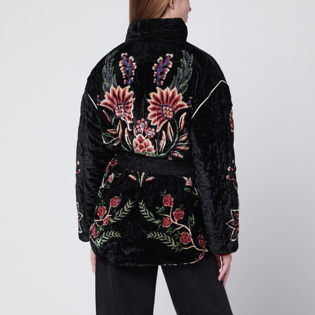 FARM Rio Marvelous Garden quilted velvet down jacket in black