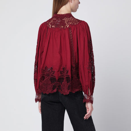 FARM Rio Berry Garden blouse in guipure lace