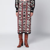 FARM Rio Ivory striped skirt with tapestry