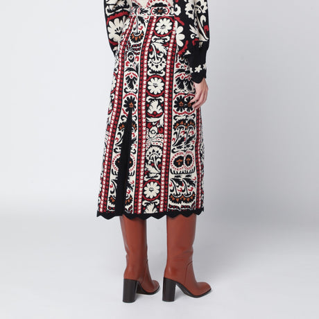 FARM Rio Ivory striped skirt with tapestry