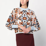 FARM Rio Light blue sweater with tapestry detail