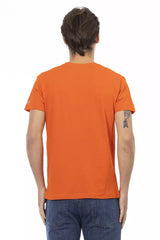 Trussardi Action Orange Cotton Men's V-Neck T-Shirt