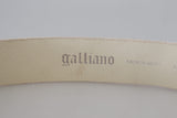 John Galliano Pink Leather Letter Logo Round Buckle Waist Belt