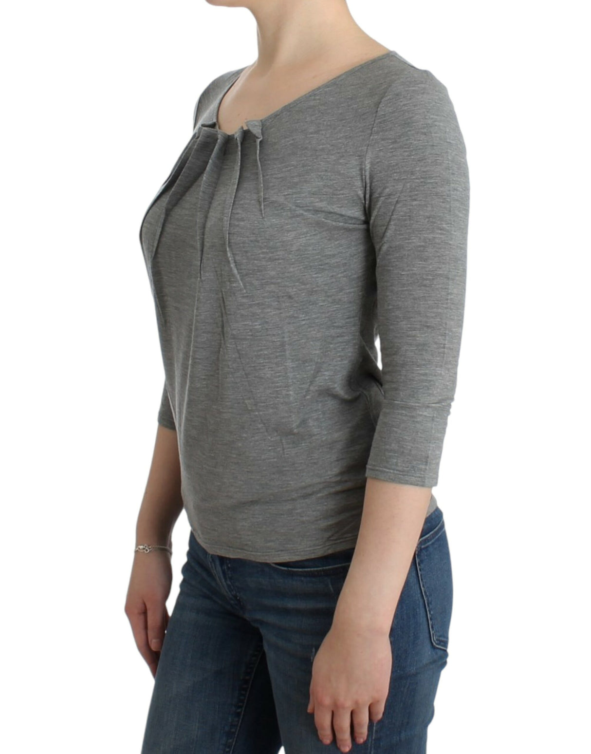 Cavalli Gray 3/4 sleeves jumper top