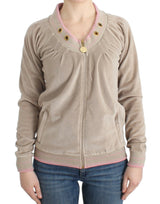 Cavalli Beige velvet zipup sweater