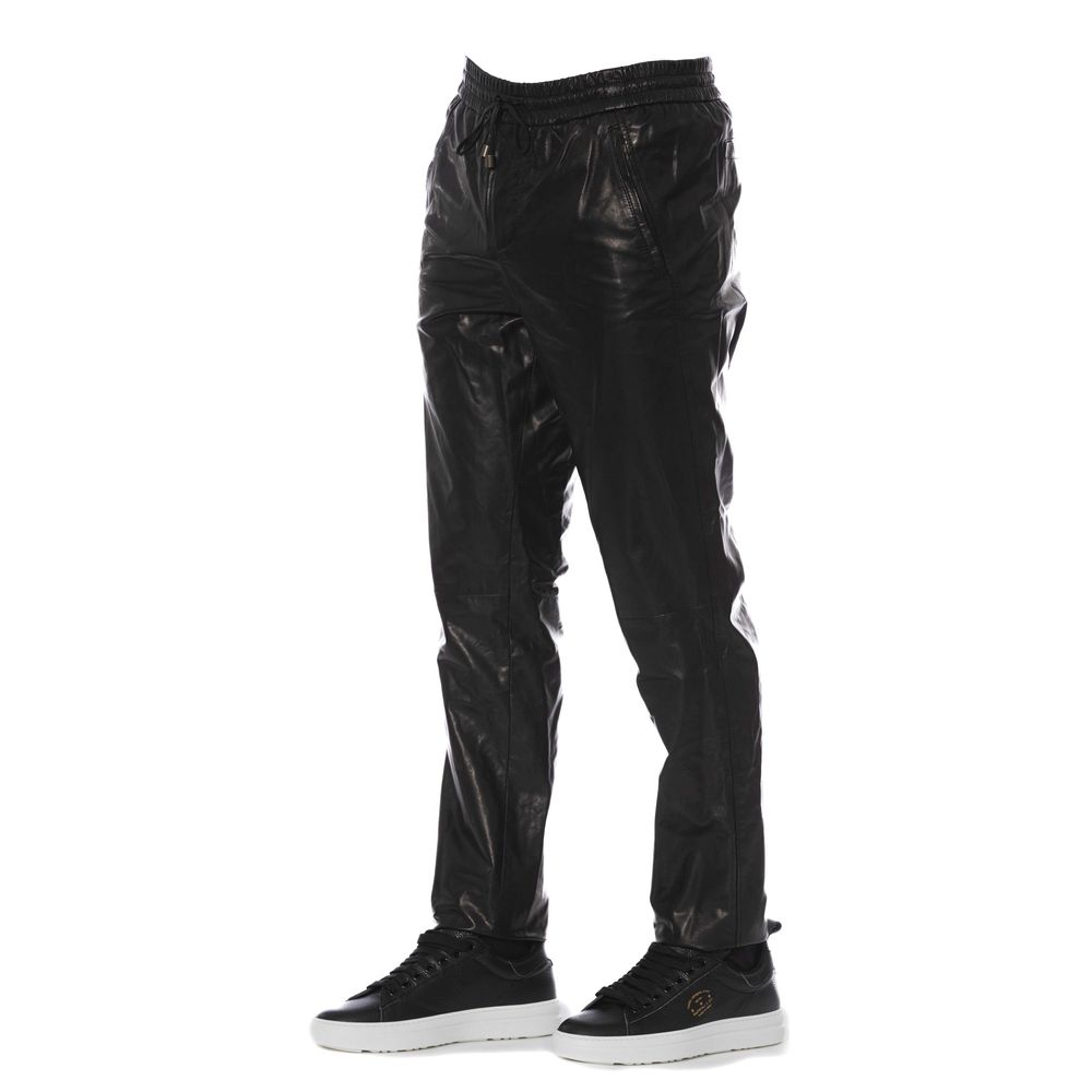 Trussardi Black Lamb Leather Jeans & Pants
