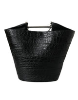 Balenciaga Black Exotic Skin Leather Maxi Bucket Tote Purse Bag